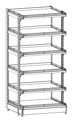Shelving unit of the first type, one-sided, straight (wall-mounted) ST1-D(2)