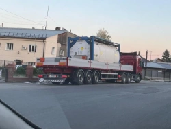 Semitrailer-board platform three-axle (intended for transport of dangerous goods) , modification FSA-453BA