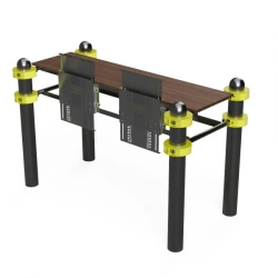 Horizontal gymnastics bench, with two sliding anti-vandal measuring rulers with measuring range from "+35"