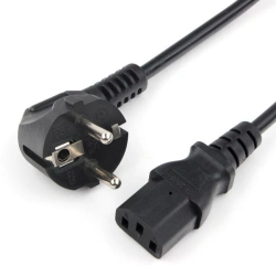 Power cable PVS-AP 3*0,75 S22C13-250-10-1,8, black, 1,8 m, C13, 3x0.75, 10A, with grounding, Russia