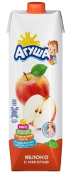 Apple juice with pulp enriched with vitamins and minerals reconstituted "Agusha" for nutrition of nursing women, 1 litre