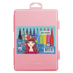 Crayons "Alice", 10 colours, washable, pink plastic case, Europodweight