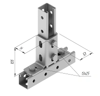 Longitudinal fastening SMA 000, with overall dimensions from 46x53x105 mm to 66x53x105 mm, metal thickness 5,0 mm, thermal diffu