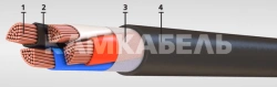 Power cable with copper conductors, with insulation and sheathing made of polyvinylchloride plasticate of reduced flammability,