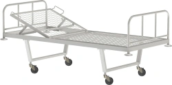 KF0-01-"MSC" (MSC-101P) - General hospital bed with headrest, on wheels, plastic backrests, bed - steel mesh, mechanical