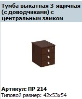 Premier 3-drawer pull-out cabinet (with door closers) with central lock article PR 214