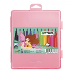 Crayons "Alice", 12 colours, flushable, pink plastic case, Europodweight