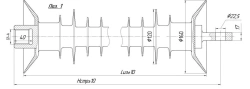 Fixing rod insulator with ribbed shell made of organosilicon rubber FSPKr 70-25/0,95-E-2