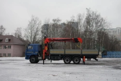 Special purpose vehicle with KMA type hydraulic loading crane on the basis of KAMAZ 65117 and its modifications 64K12N-UG