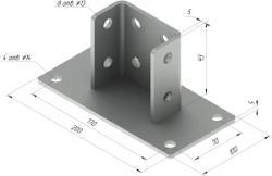 Support SM-F4, with overall dimensions 200x100x93 mm, metal thickness 5,0 mm, stainless steel grade AISI 316L.