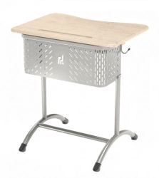 Pupil's desk Mega 1-seater (Adjustable), 5-7 years. RAL 7004, MDF 16mm Bleached Oak