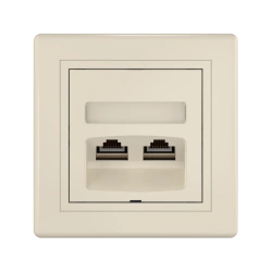 CADUCEUS ALING PRESTIGE Flush-mounted double computer socket with Keystone RJ45 8P8C cat.5e FTP modules, beige, Art. no. 601. 6