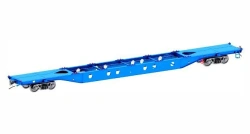 Flat wagon for carriage of large-capacity containers model 13-1284