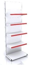 Wall-mounted metal commercial shelving unit
