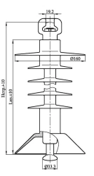Suspension rod insulator with ribbed sheath made of organosilicon rubber PSPKr 70-25/1,5-P-GP