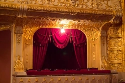 Articles of textile modern restoration of historical image upholstered (governor's box, decorative drapes, theatre