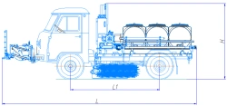Urban cleaning machine with set of replaceable winter/summer equipment of MK-U533-01 modification.