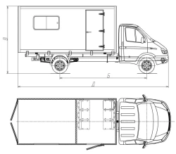 Petrol engine trucks mod. 3008CF-1 without CMU on the basis of chassis GAZ mod. 2310/TS GAZ mod. 2310