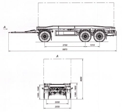 Three-axle container trailer 8495-13 with CEYLAN AS-1210-225-ST-OV axles with load capacity 12 tonnes