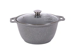 Cast aluminium 4L saucepan (with non-stick coating) TM Kukmara, with glass lid, "Marble Induction" line
