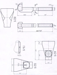 Bolt with forged foot complete with nut and washer M22x350