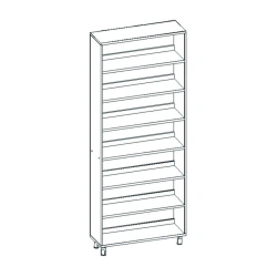 One-sided library shelving unit