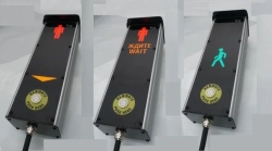 Pedestrian call sign TVP-AT-indicating.