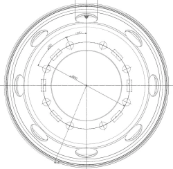 Steel truck wheel with non-detachable rim, dimension 19.5x6.75, Product No. RZB36562OE