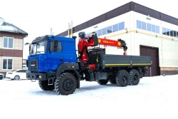 Special purpose vehicle with hydraulic loading crane of KMA type on the basis of URAL 4320 and its modifications U1K03N-Z100