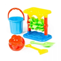 Set No. 347: Sand Mill No. 2 with base, small flower bucket, small shovel No. 3, small rake No. 3, 1 mould, Article No. 357