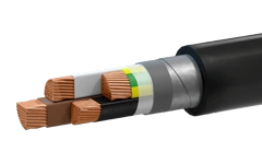 Power cable of PvBShp grade with copper conductors, with cross-linked polyethylene insulation and polyethylene protective hose,