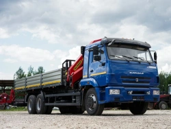 Special purpose vehicle with KMA type hydraulic loading crane on the basis of KAMAZ 43118 and its modifications 41K32N-U9
