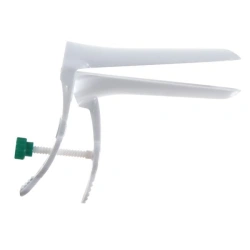 Gynaecological polymer mirror according to Cusco ? 3 (L) white with central screw fixator single-use sterile