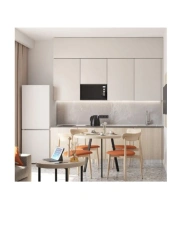 Kitchen without worktop, without appliances with wall panel