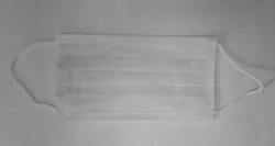 Medical face mask for protection of respiratory tract of disposable use "SORBOTEK", two-layer, size 165x85 mm, with p