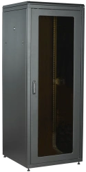 LN05-28U88-GM ITK LINEA N 28U 800x800mm glass perforated door rear metal black.