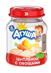 Canned meats "Mashed chicken with vegetables" homogenised "Agusha", 100 g