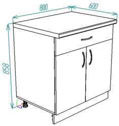Floor standing kitchen cabinet with drawer 800