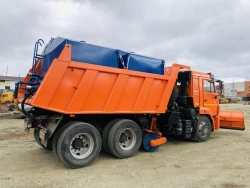 All-season combined road machine 6843K5 on chassis and base vehicle of dump truck KAMAZ 6522-53