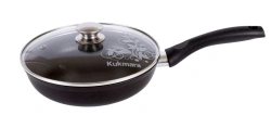 Frying pan 220/60-m with handle, with glass lid (with thickened bottom) AP