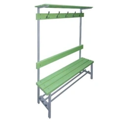 Locker room bench with shelves for shoes and hats. (School furniture brand "Interior" series "TDI School")