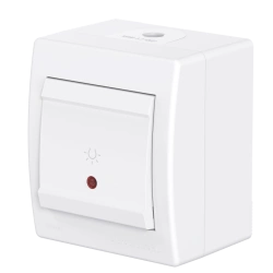 CADUCEUS ALING POWER Single-lever switch Light with indication 10AX, 250V~, IP44, white, art. no. 255I.00