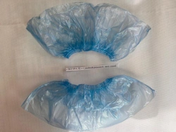 Medical non-sterile shoe covers "EXTRA XL" with double elastic band, colour blue, 500 pairs in Euro-boxes according to TU 32.50.