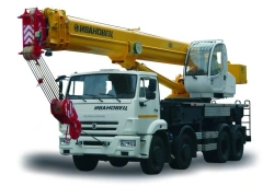 Truck crane KS-65740-6 and its modifications with the use of cabin U2.60.52.000 and its modifications produced by IMZ AUTO Ltd.