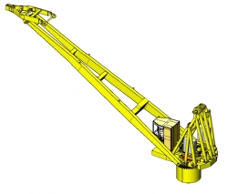 Crane electrohydraulic ship crane with rigid boom
