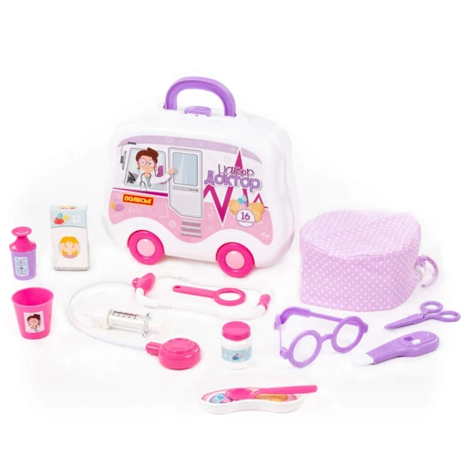 Doctor Playset for Kids with 16 Accessories in a Rolling Case