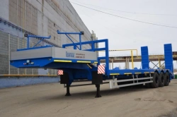 Semitrailer Politrans 9416-010. In design: metal platform with load platform, with ladders, with flatbed in the front part of th