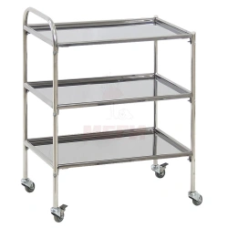 SPp-02-MSK(5502) Mobile stainless steel treatment table with three stainless steel shelves