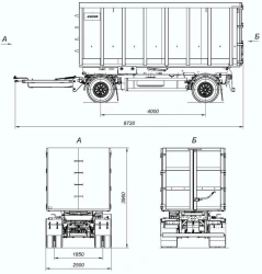 Tipper trailer 8595-02 with axles PLANT 1202-2410002 with carrying capacity 12 tonnes