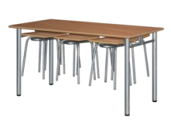 Table with hanging stools (dining area)